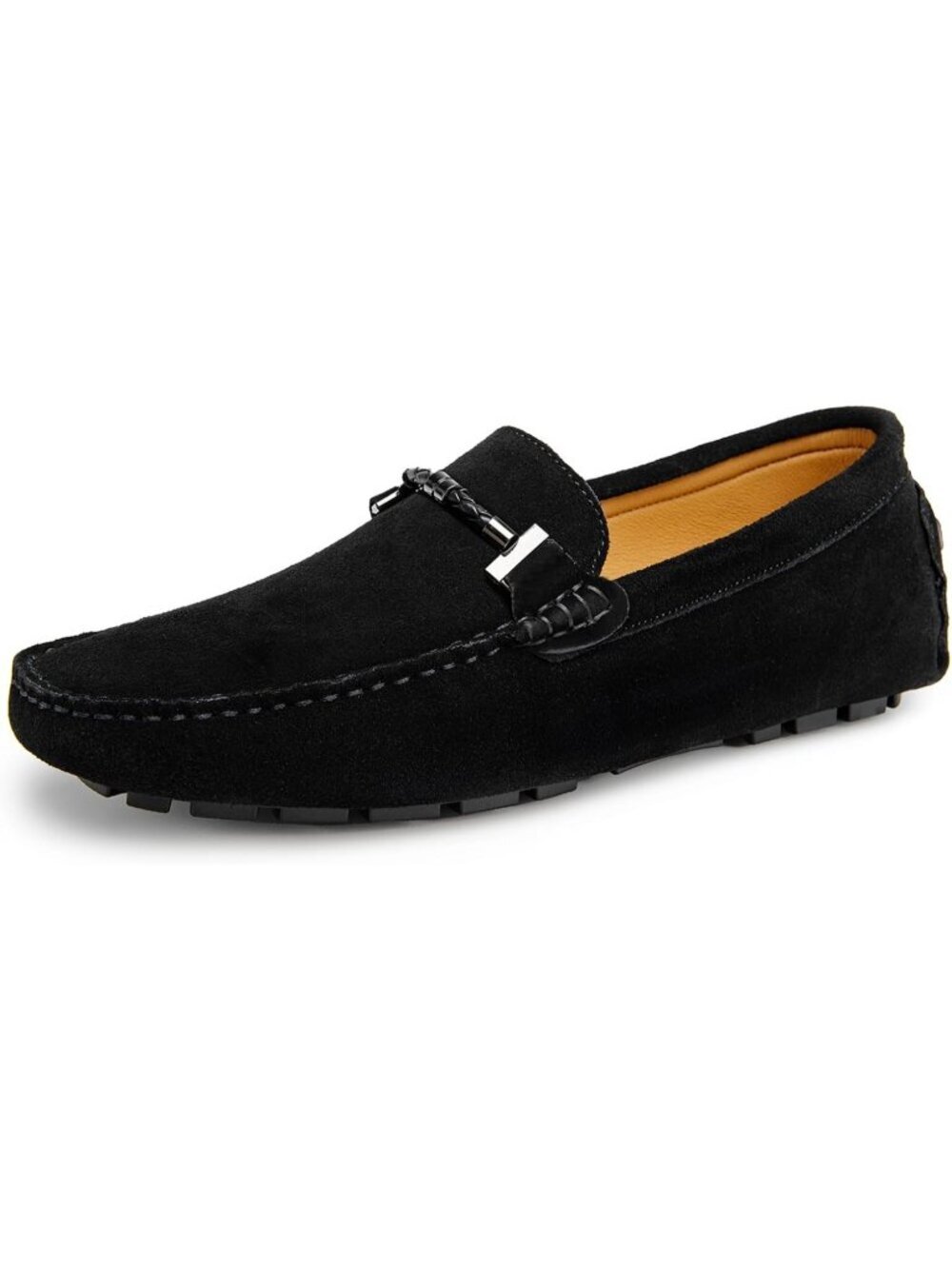 Go Tour Men's Black Suede Leather Loafers Penny Slip On Moccasin Driving Shoes